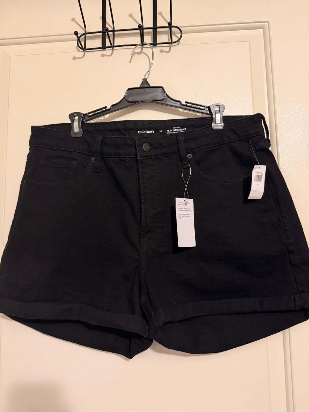 Old Navy Black High-Rise Rolled Hem Denim Shorts